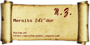 Mersits Zádor névjegykártya